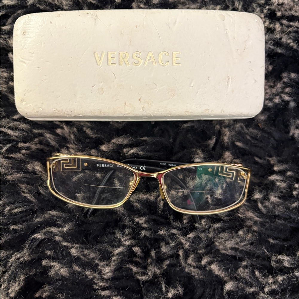Versace Gold and Black Eyeglasses with Case